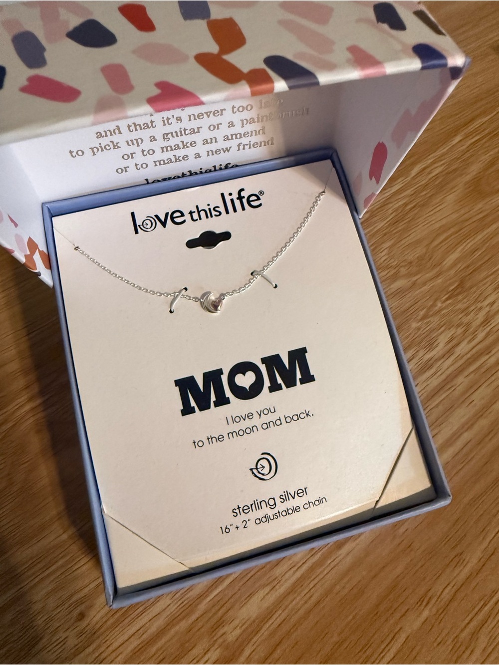 Love This Life MOM Crescent Moon Necklace - Sterling Silver